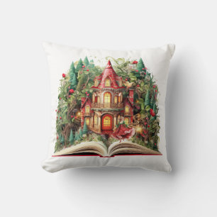 Festive Christmas Book Design Throw Pillow