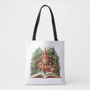 Festive Christmas Book Design Tote Bag