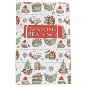 Festive Christmas Books Reading Medium Gift Bag