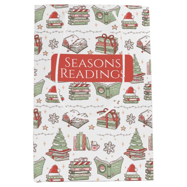 Festive Christmas Books Reading Medium Gift Bag (Front)