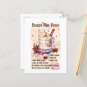 Festive Christmas Brandy Milk Punch recipe Holiday Postcard