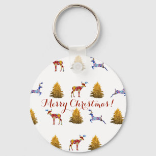 Festive Christmas Button Key Ring