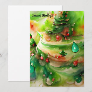 Festive Christmas Cake AI Art Green Red White