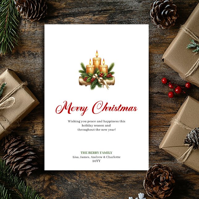 Festive Christmas candles with pine branches card (Festive Christmas candles with pine branches card)