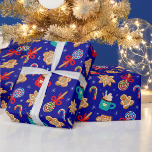 Festive Christmas Candy, Cookies and Hot Chocolate Wrapping Paper
