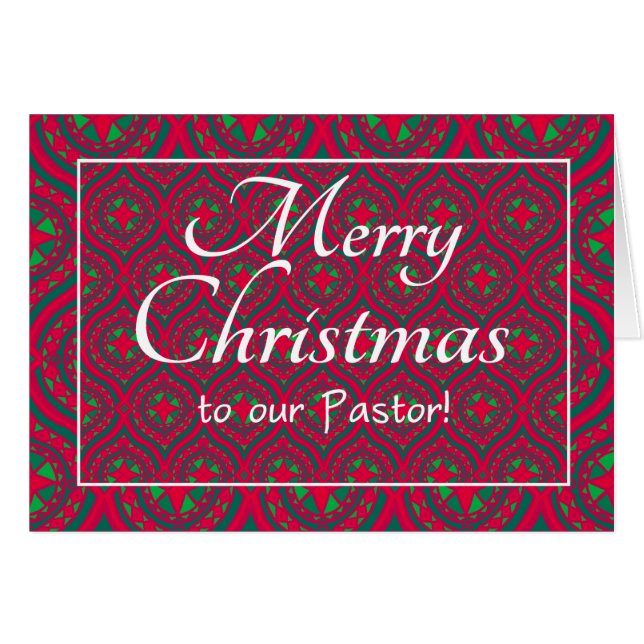 Festive Christmas Card for Pastor Red Green (Front Horizontal)