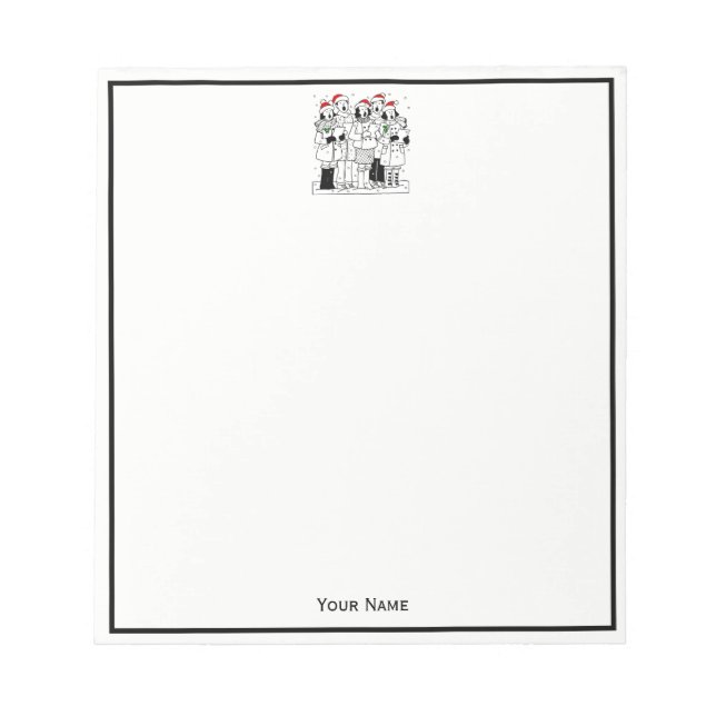 Festive Christmas Carolers with Snow Xmas Notepad (Front)