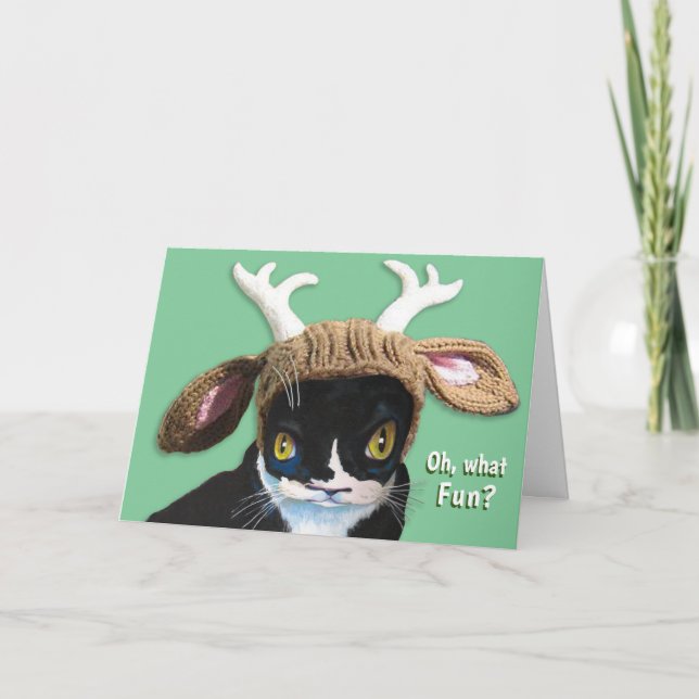 Festive Christmas Cat Card (Front)