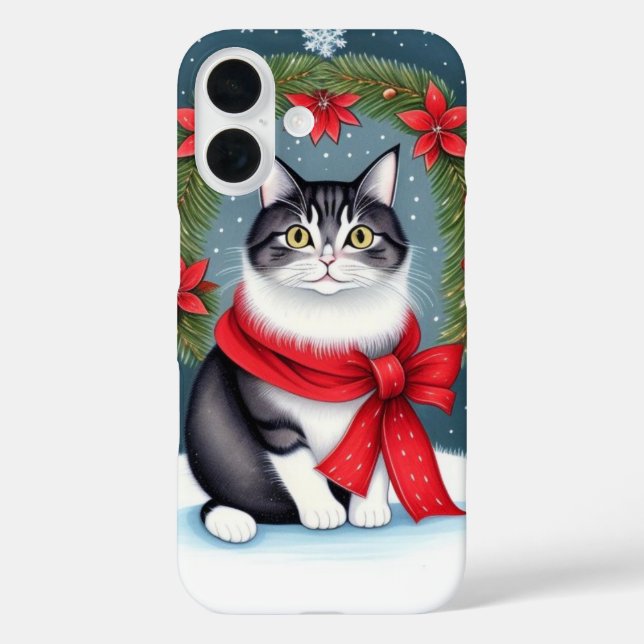 Festive Christmas Cat Case-Mate iPhone Case (Back)