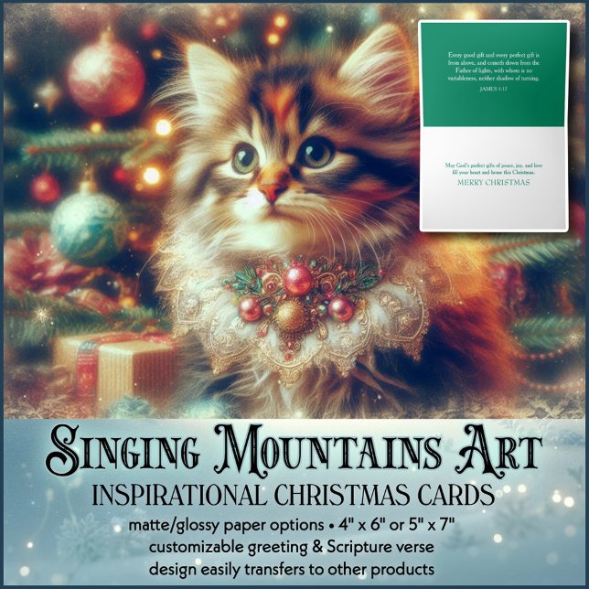 Festive Christmas Cat Christian KJV Scripture  Holiday Card (Creator Uploaded)