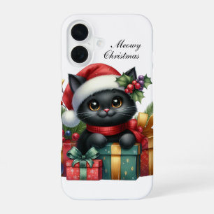 Festive Christmas Cat customizable iPhone 16 Case