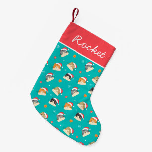 Festive Christmas Cats Pattern Personalized Small Christmas Stocking