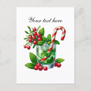 Festive Christmas cocktail customizable Holiday Postcard