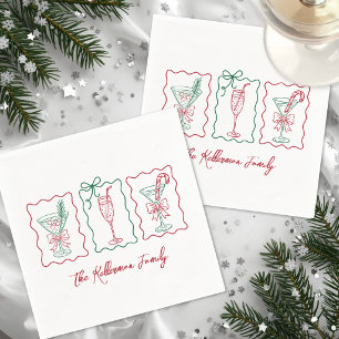 Festive Christmas Cocktail Party Napkin