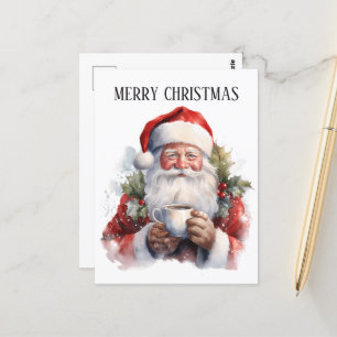 festive Christmas coffee Santa add text Postcard
