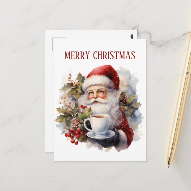 Festive Christmas coffee shop Postcard (Front/Back In Situ)