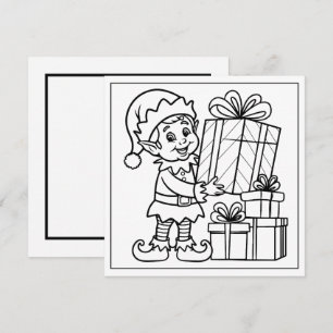 Festive Christmas coloring elf Holiday Card