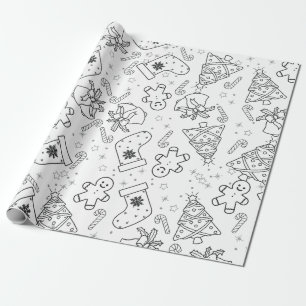Festive Christmas Coloring Wrapping Paper