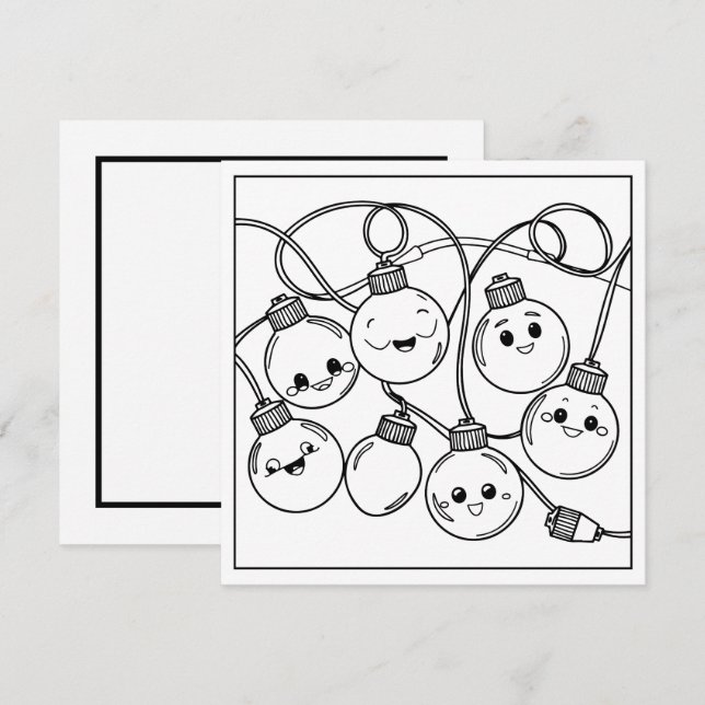 Festive Christmas colouring lights Holiday Card (Front/Back)