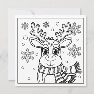 Festive Christmas colouring reindeer Holiday Card
