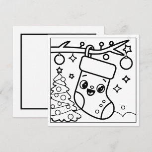 Festive Christmas colouring stocking Holiday Card