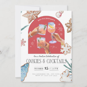 Festive Christmas "Cookies & Cocktails" Soiree Invitation