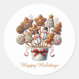 Festive Christmas cookies Happy Holidays Classic Round Sticker