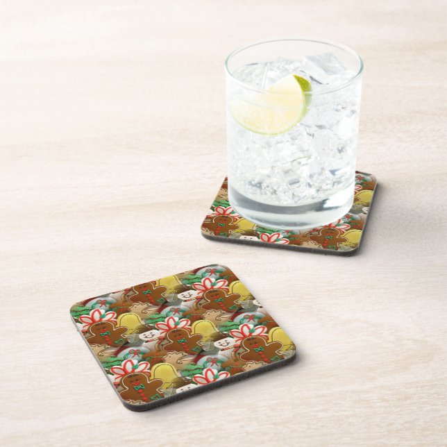 Festive Christmas Cookies Pattern Coasters (Right Side)