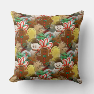 Festive Christmas Cookies Pattern Throw Pillow