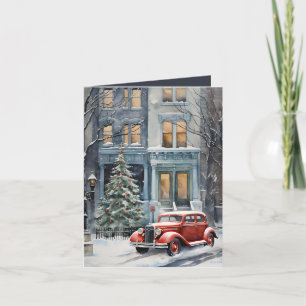Festive Christmas Country scene add message Holiday Card