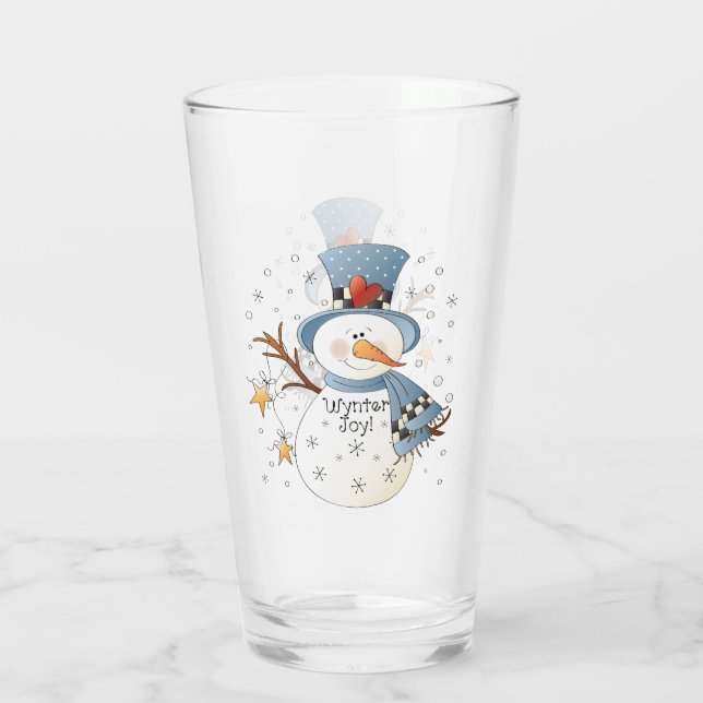 Festive Christmas Country snowman Glass (Back)