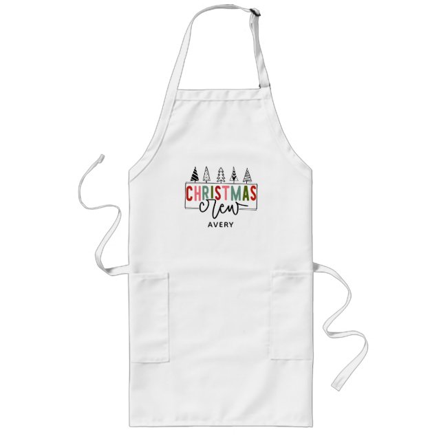Festive Christmas Crew Add Name Apron (Front)