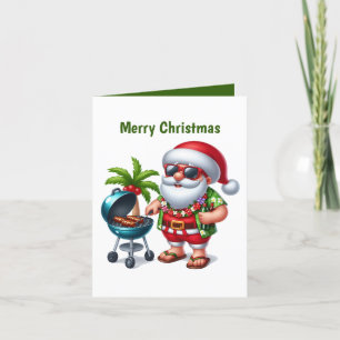 Festive Christmas customizable beach Santa  Holiday Card