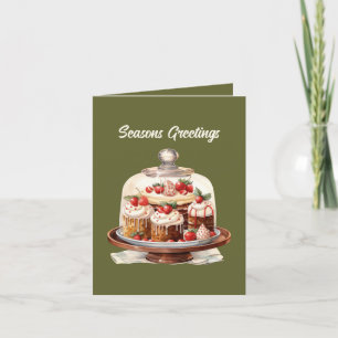 Festive Christmas customizable cake cupcakes Holiday Card