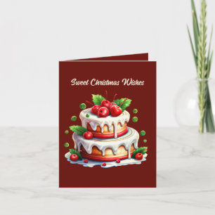 Festive Christmas customizable cake Holiday Card