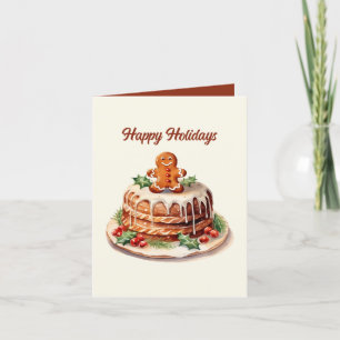 Festive Christmas customizable cake Holiday Card