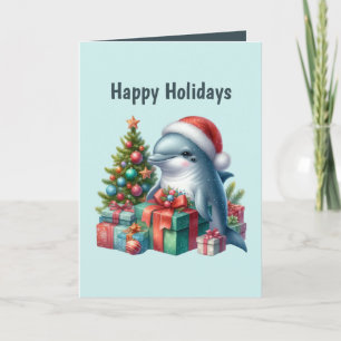 Festive Christmas customizable dolphin Holiday Card