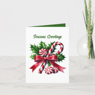 Festive Christmas customizable peppermint candy Holiday Card