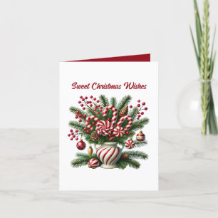 Festive Christmas customizable peppermint candy Holiday Card