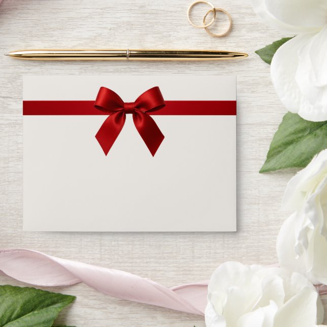 FESTIVE CHRISTMAS cute elegant red ribbon bow Envelope (Wedding)