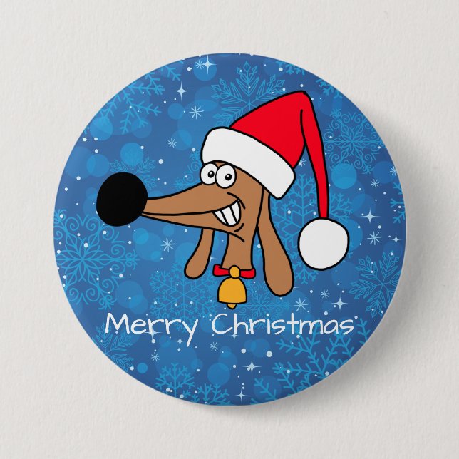 Festive Christmas Dachshund Dog 3 Inch Round Button (Front)