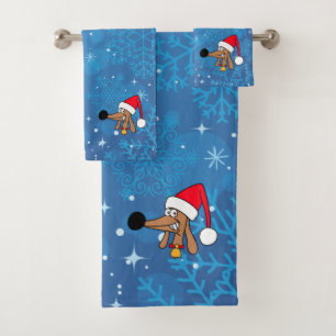 Festive Christmas Dachshund Dog Bath Towel Set