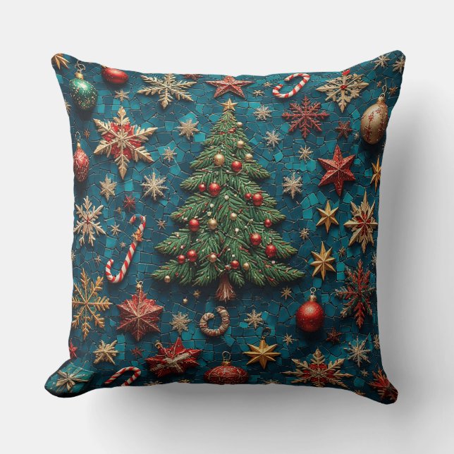 Festive Christmas Decor Throw Pillow (Front)