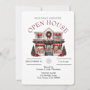 FESTIVE CHRISTMAS DECORATED SHOP  OPEN HOUSE  INVITATION