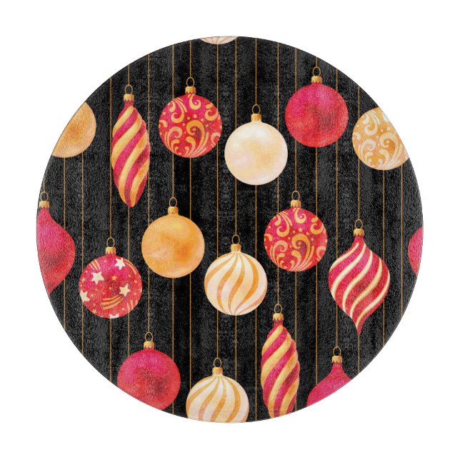 Festive Christmas Decorations Pattern Cutting Board (Front)