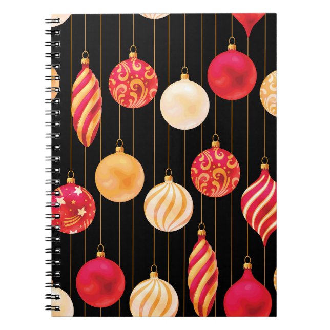 Festive Christmas Decorations Pattern Notebook (Front)