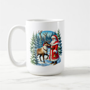 Festive Christmas deer Santa add monogram Coffee Mug