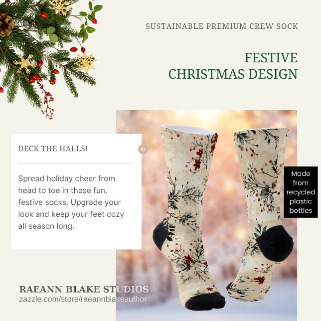 Festive Christmas Design Crew Socks (Creator Uploaded)