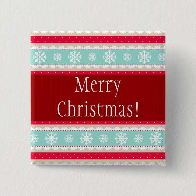 Festive Christmas Design Custom Text 2 Inch Square Button (Front)