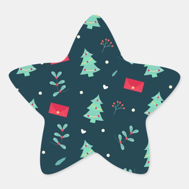 Festive Christmas Design in Holiday Colours Star Sticker (Front)